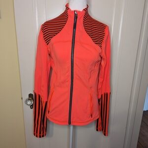 Lululemon Flare Orange Navy Inkwell Blue Stripe Jacket Full Zip. Women's 8